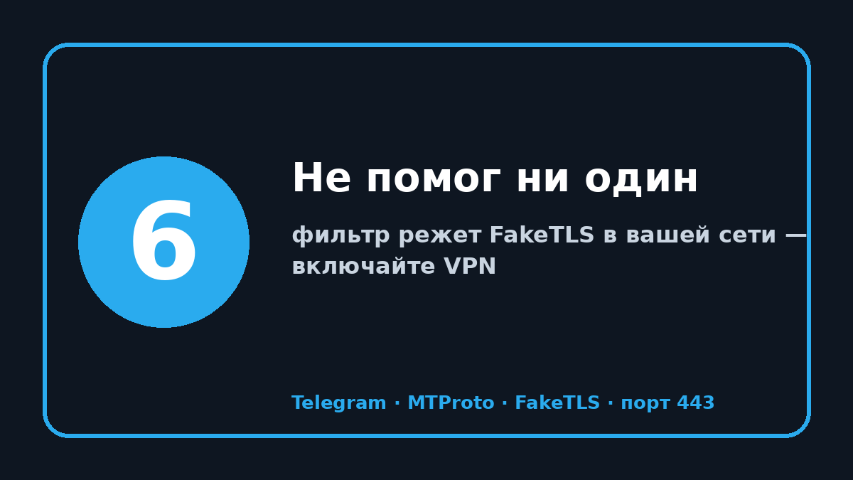 Прокси для телеграмм не работает: шаг 6 — Не помог ни один