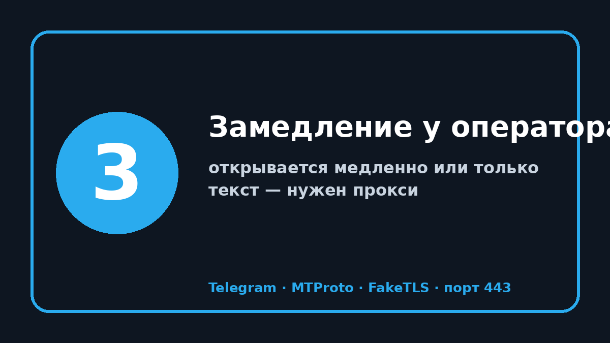 Телеграм не работает сегодня: шаг 3 — Замедление у оператора