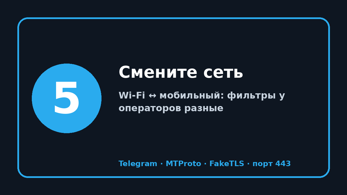 Телеграм не работает сегодня: шаг 5 — Смените сеть